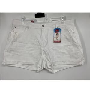 Signature by Levi Strauss Womens White High Rise Cuffed Denim Jean Shorts NEW